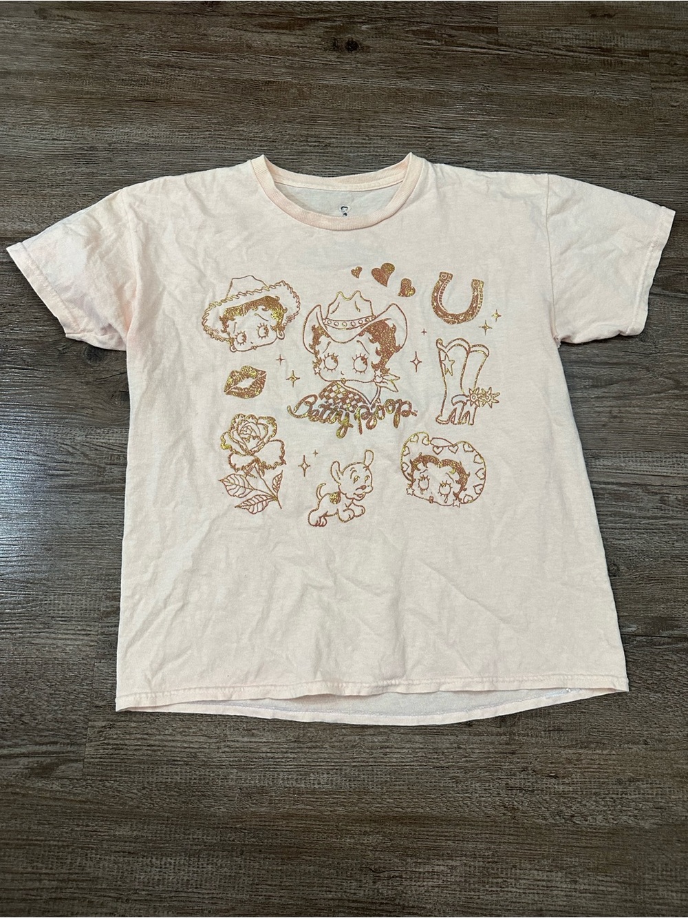 Betty Boop Graphic Baby Tee - Light orange Betty Boop Style